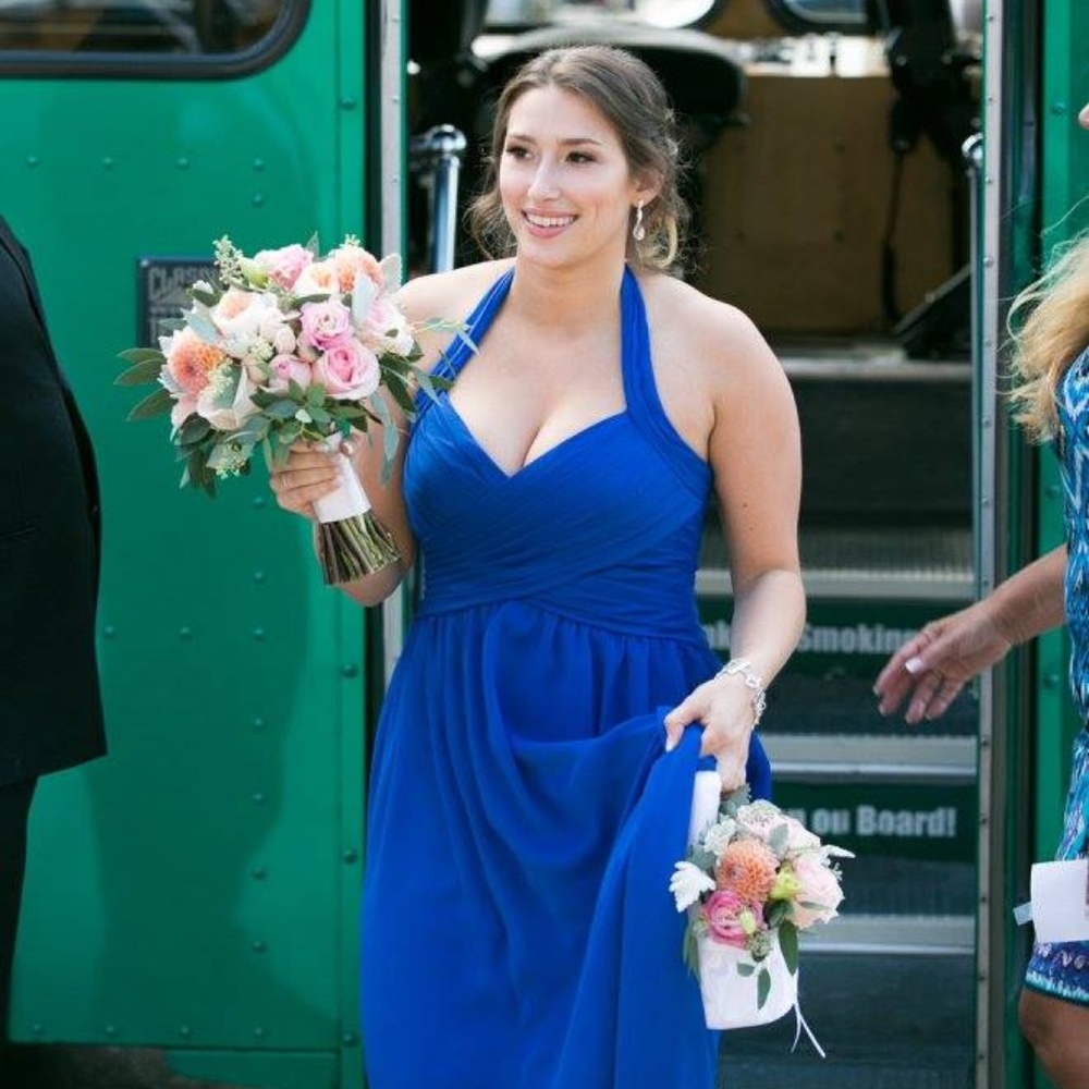 BLUE HALTER BRIDESMAID DRESS SIZE 8